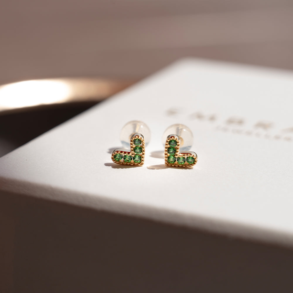 Tsavorite Heart Studs