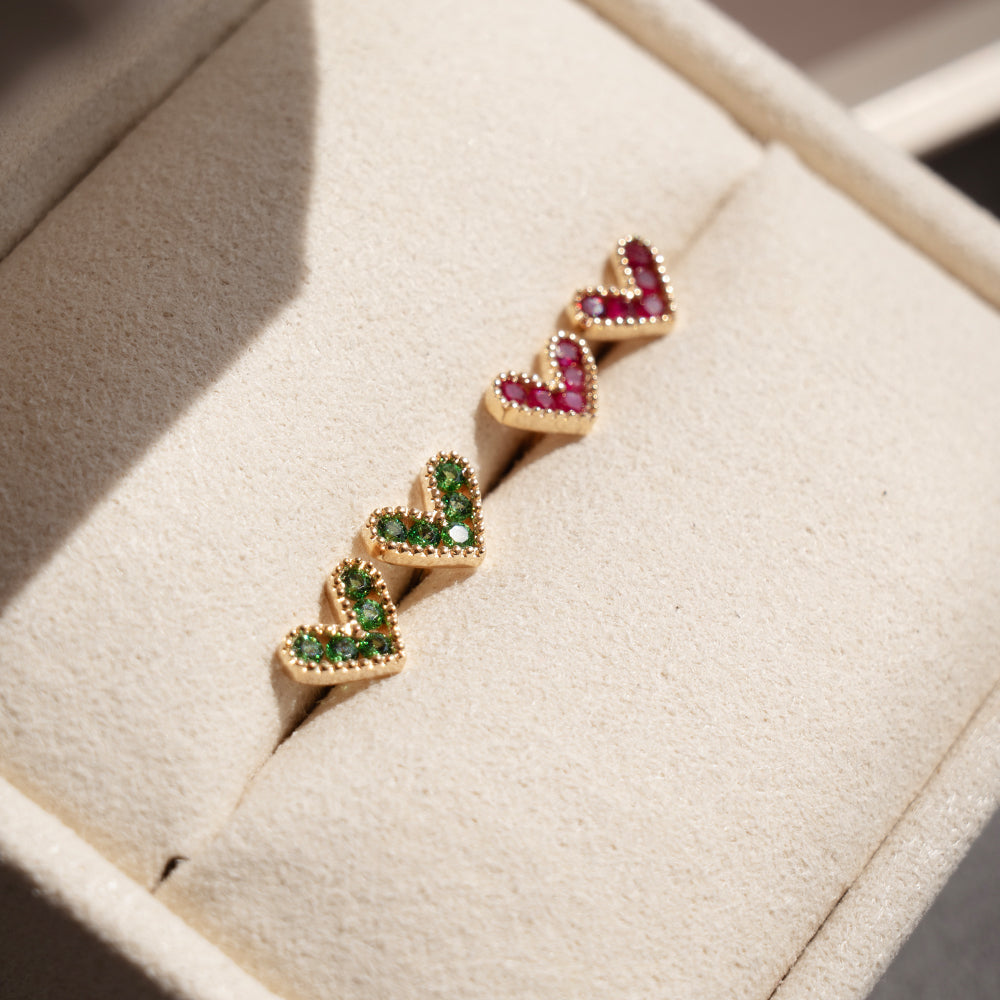 Tsavorite Heart Studs