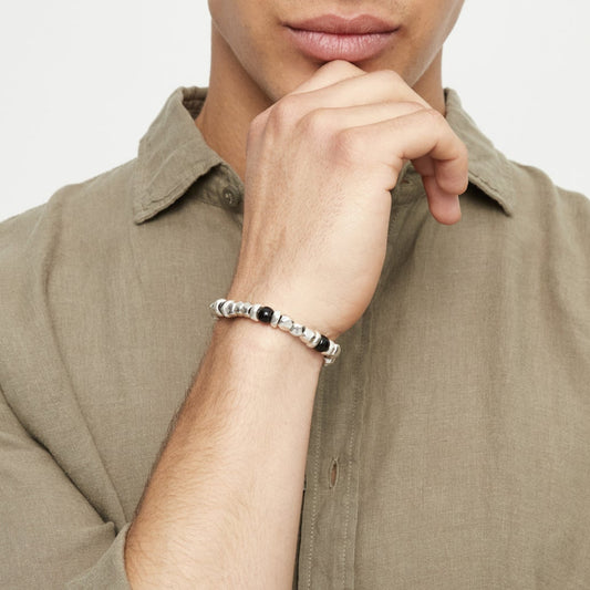 UNOde50 Beaded Bracelet with Black Murano Glass