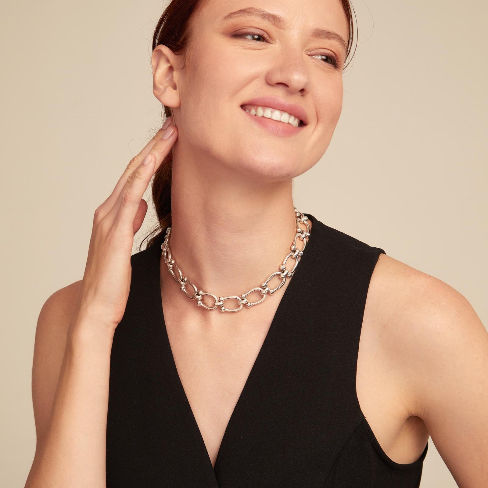 u chain silver plated necklace