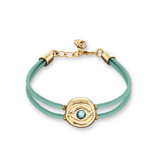 UNOde50 Eye Crystal Bracelet with Leather