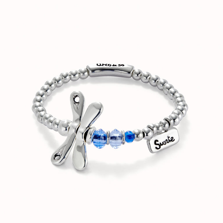 UNOde50 Dragonfly Bracelet w Blue Crystal