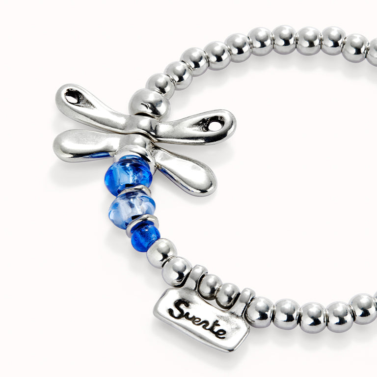 UNOde50 Dragonfly Bracelet w Blue Crystal