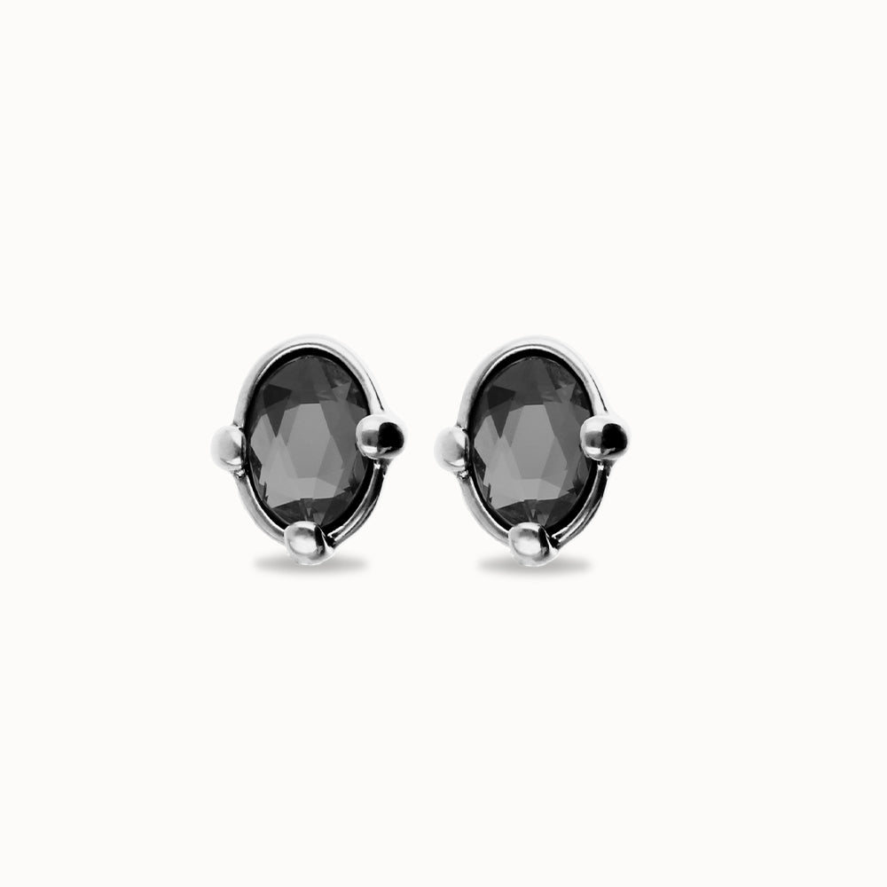 UNOde50 Stud Earrings with Grey Oval Crystals