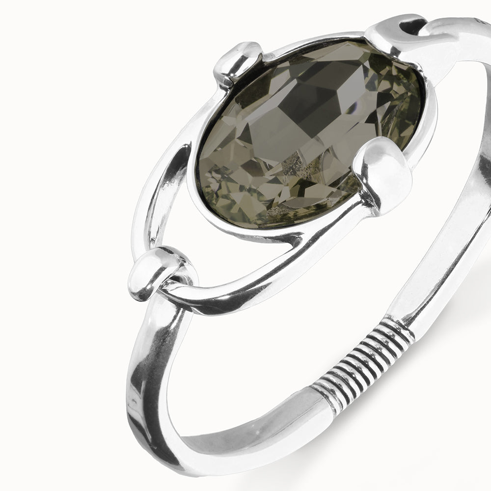 UNOde50 Bangle with Oval Faceted Grey Crystal