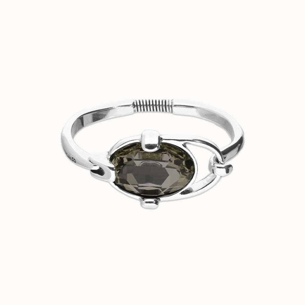 UNOde50 Bangle with Oval Faceted Grey Crystal