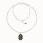 UNOde50 Long Necklace with Large Grey Oval Faceted Crystal