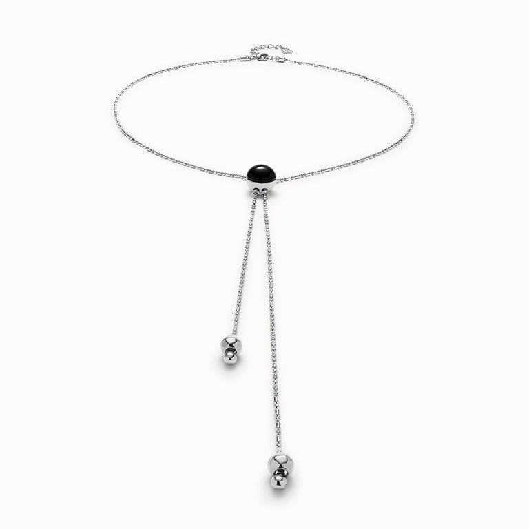 UNOde50 Long Necklace with Black Murano Glass