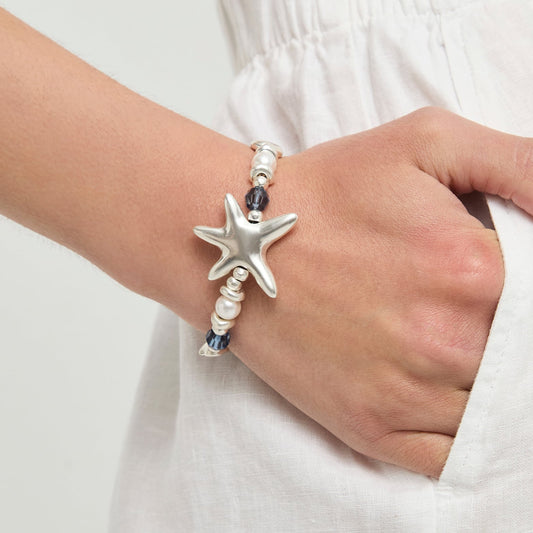 silver star beaded bracelet