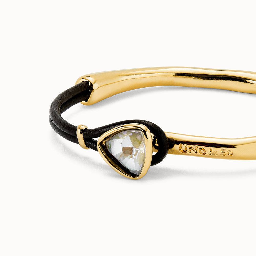 UNOde50 Semi Rigid Half Bracelet with Brown Leather