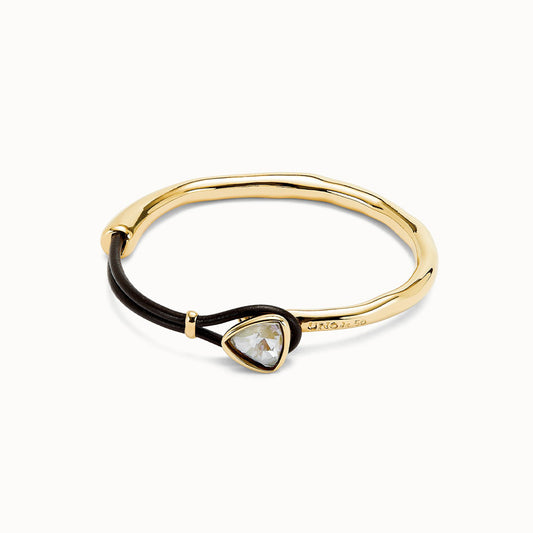 UNOde50 Semi Rigid Half Bracelet with Brown Leather