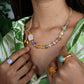 Velatti Hand Braided Stacked Gems Necklace