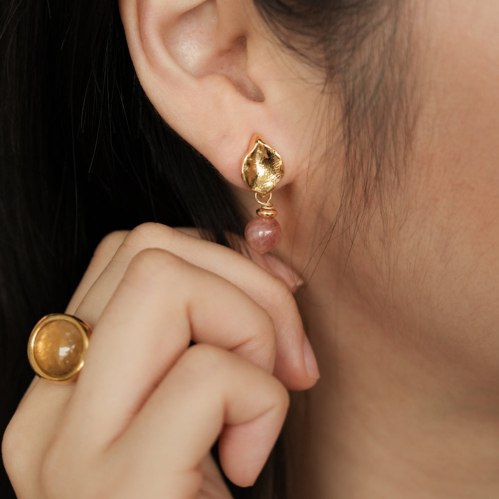 Velatti Mini Leaf Studs with Muscovite