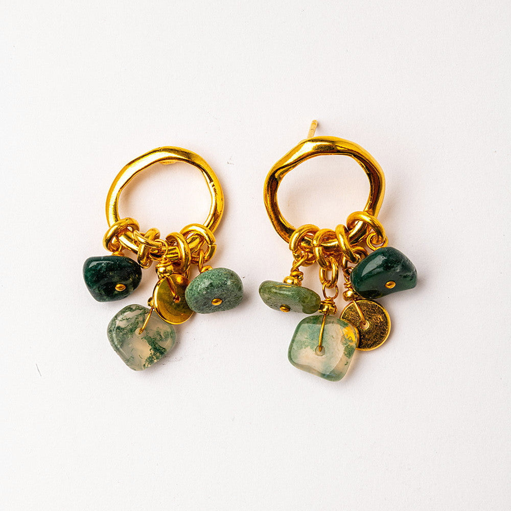 Velatti Circle Studs with Cluster Gem Drops