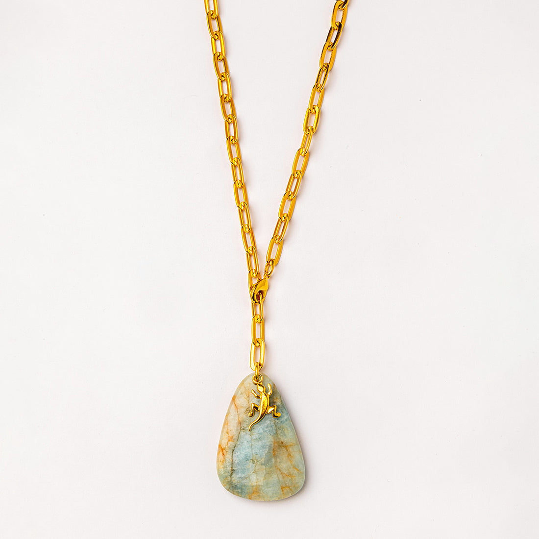 Velatti Aquamarine Pendant Long Necklace