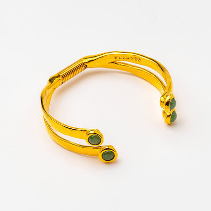 gold-plated aventurine double layered cuff