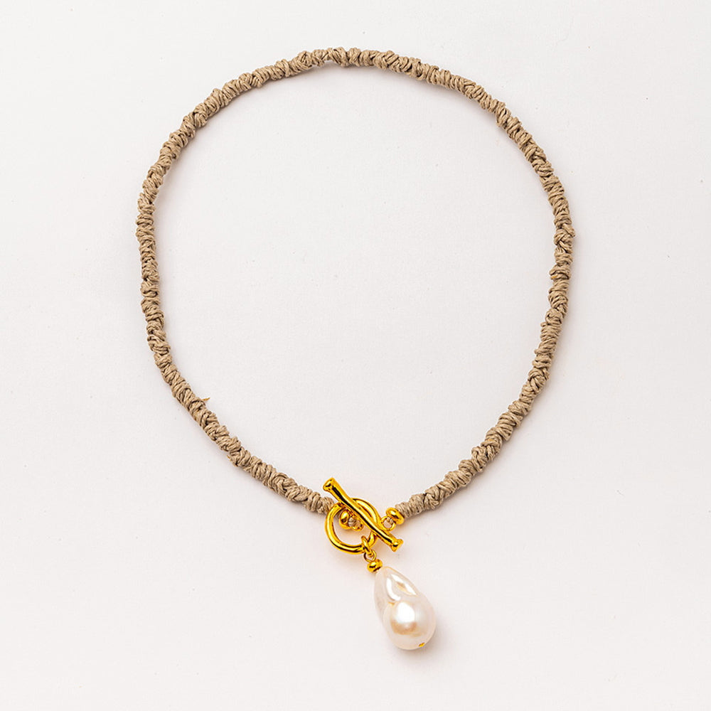 Velatti Baroque Pearl Hand Braided Necklace