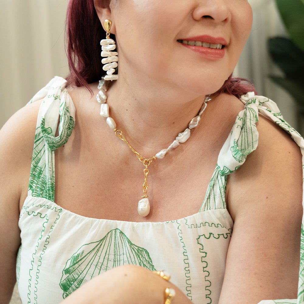 Velatti Baroque Pearl Drop Necklace