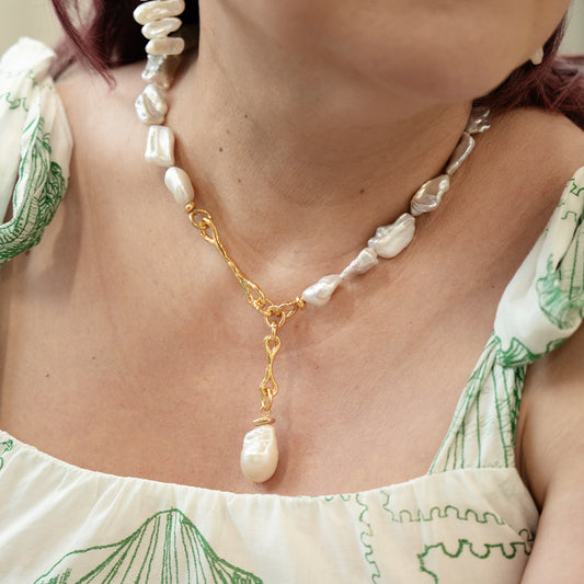 Velatti Baroque Pearl Drop Necklace