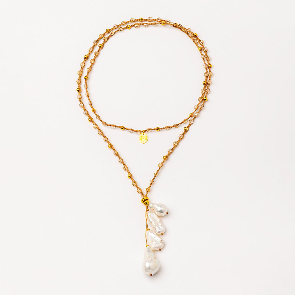 Velatti Hand Braided Necklace with Baroque Pearls