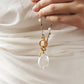 Velatti Hand Braided Long Necklace with Pyrite, Freshwater Pearls and Crystal Drop