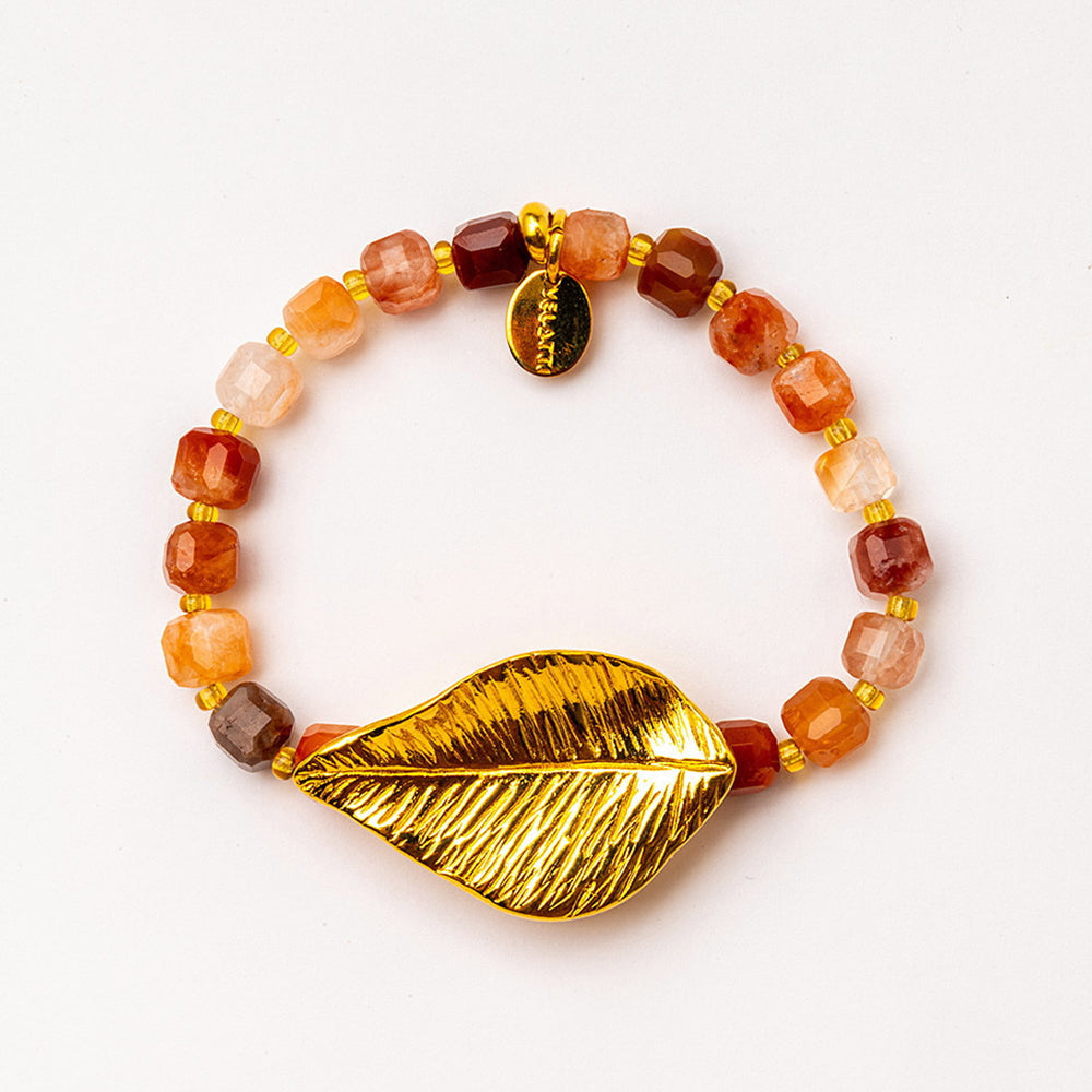 Velatti Leaf Charm Gemstone Bracelet