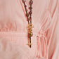 Velatti Long Necklace with Hematite, Tourmaline, Muscovite, Cherry Quartz