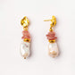 Velatti Stacked Gems & Baroque Pearl Earrings