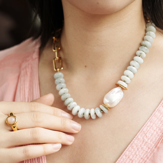 Velatti Links Necklace with Baroque Freshwater Pearl & Gems