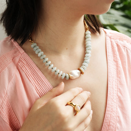 Velatti Links Necklace with Baroque Freshwater Pearl & Gems