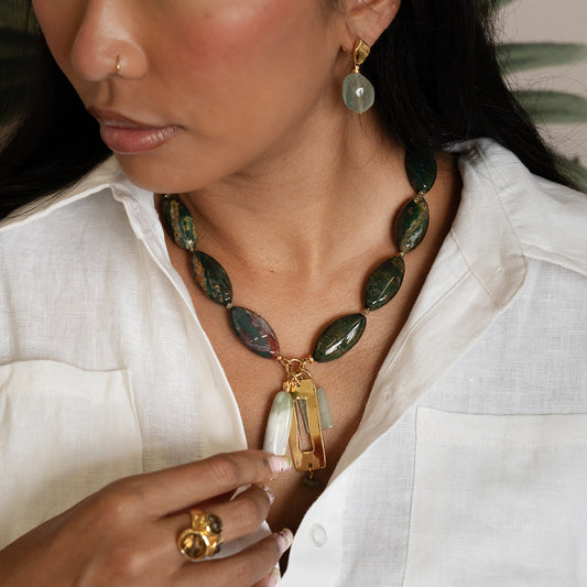 Velatti Luxe Green Jade Necklace