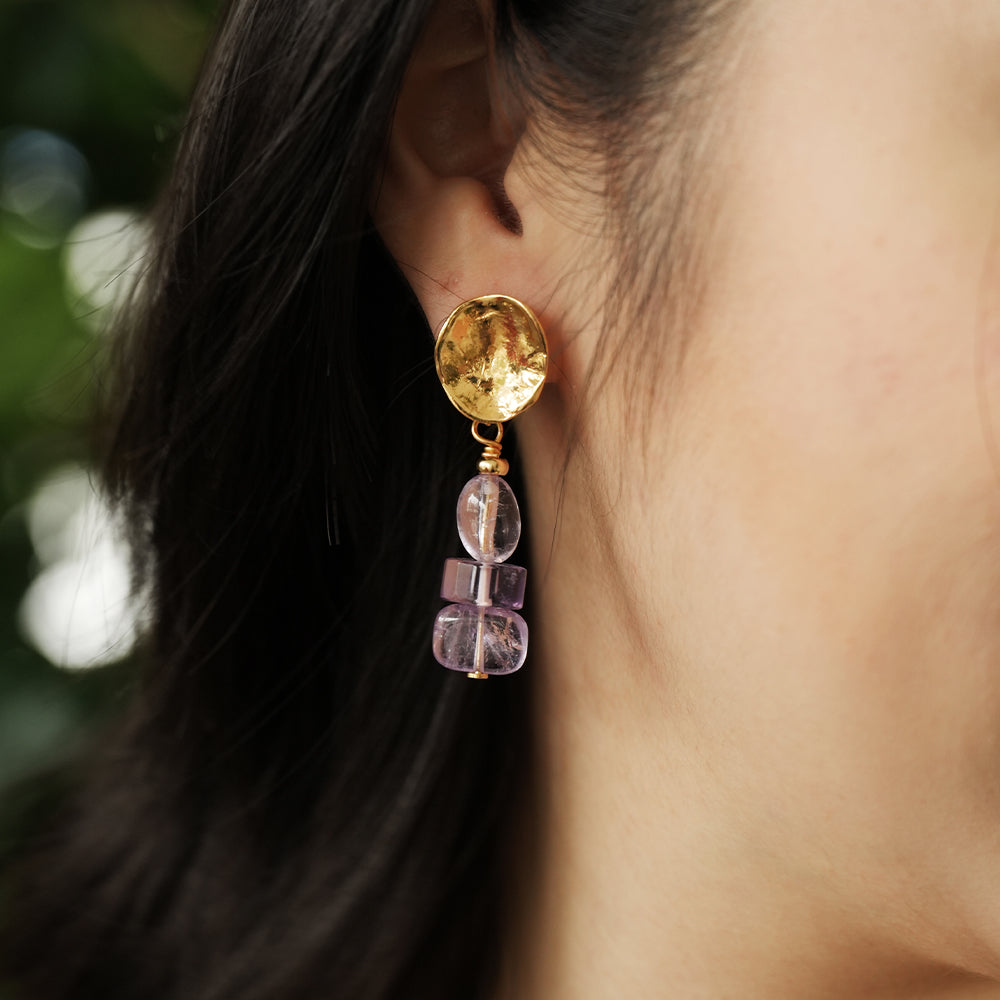 Velatti Triple Gem Stack Earrings