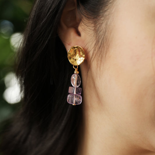 Velatti Triple Gem Stack Earrings