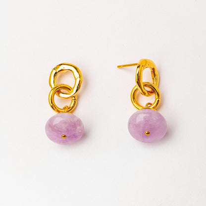 Velatti Double Circle Gem Drop Earrings