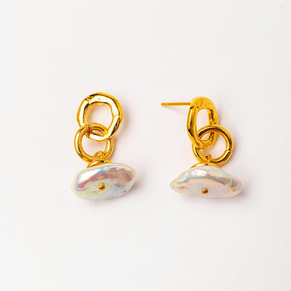 Velatti Double Circle Gem Drop Earrings