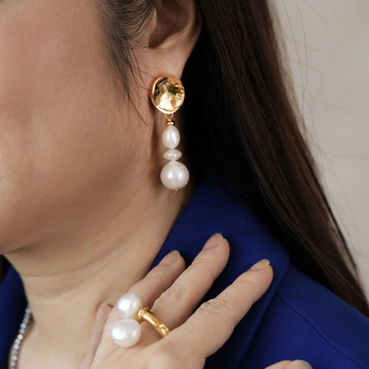Velatti Triple Gem Stack Earrings