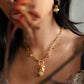 Velatti Citrine and Pyrite Necklace with Heart Charm