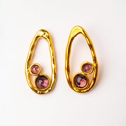 Velatti Contour Earrings with Double Gems