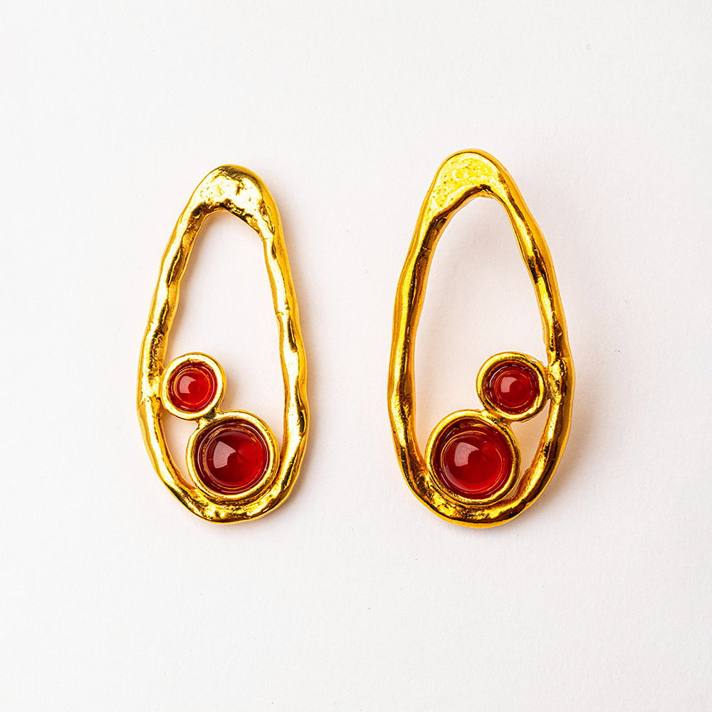 Velatti Contour Earrings with Double Gems