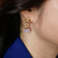 Velatti Double Circle Gem Drop Earrings