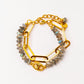 Velatti Double Layer Link Chain & Gems Bracelet