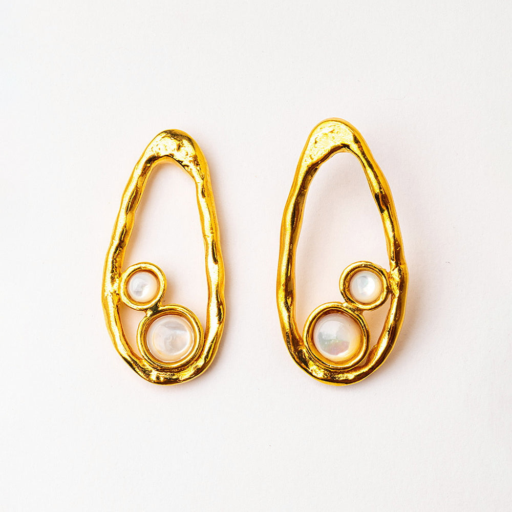 Velatti Contour Earrings with Double Gems