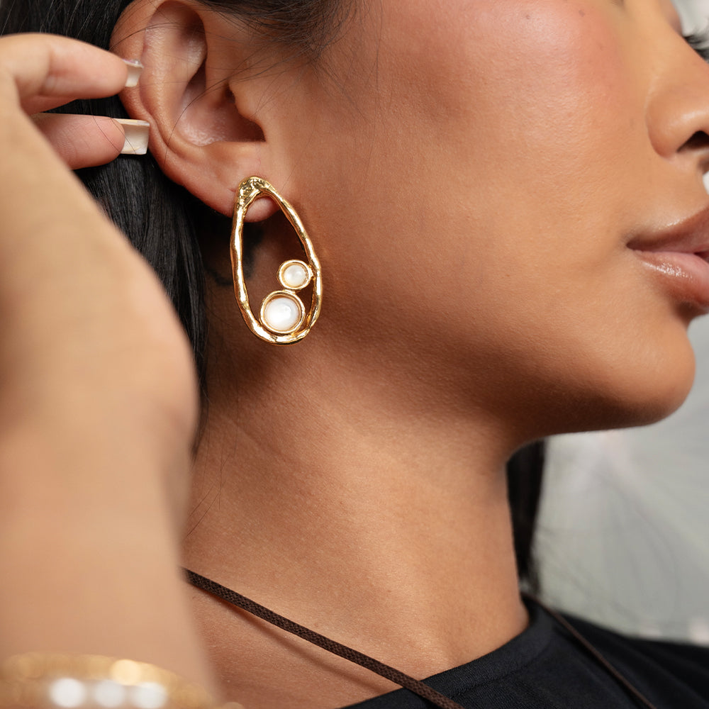 Velatti Contour Earrings with Double Gems