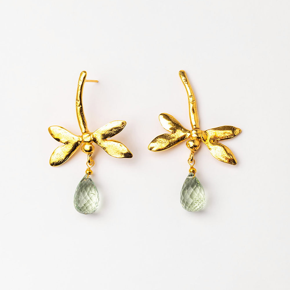Velatti Dragonfly Studs with Gem Drop