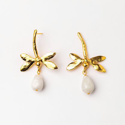 Velatti Dragonfly Studs with Gem Drop