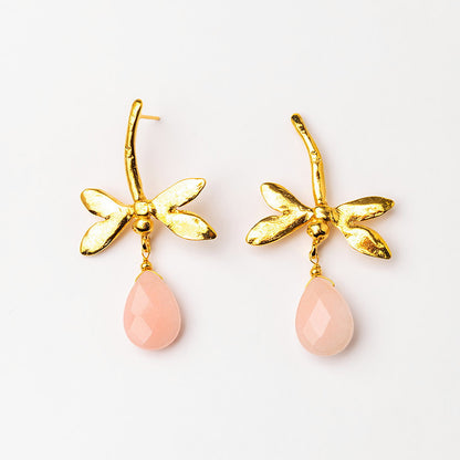 Velatti Dragonfly Studs with Gem Drop