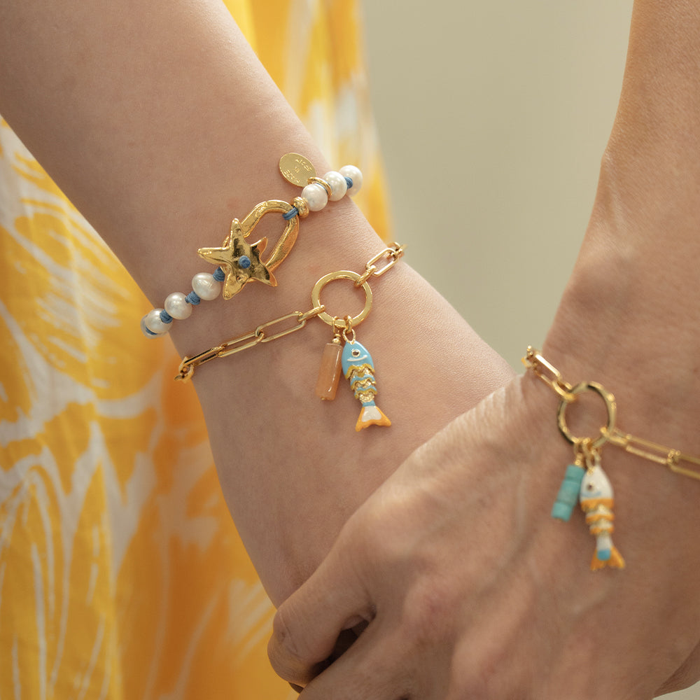 Velatti Gem & Fish Charm Bracelet