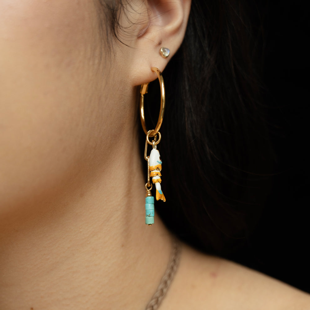 Velatti Hoops with Gems and Fish Charm