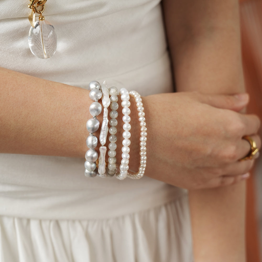Velatti Five Strand Bracelet with Freshwater Pearls & Moonstone
