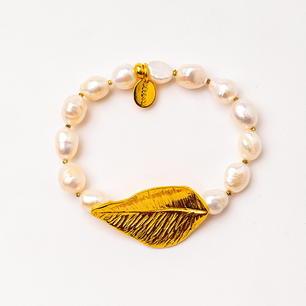 Velatti Leaf Charm Gemstone Bracelet